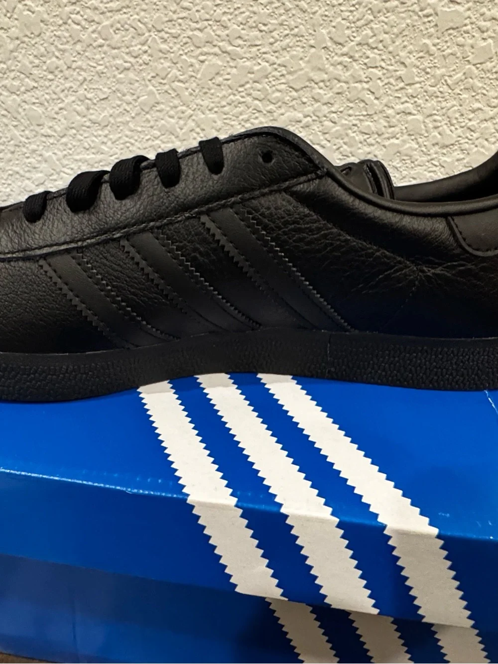 adidas Black Leather Gazelle Sneakers for Men